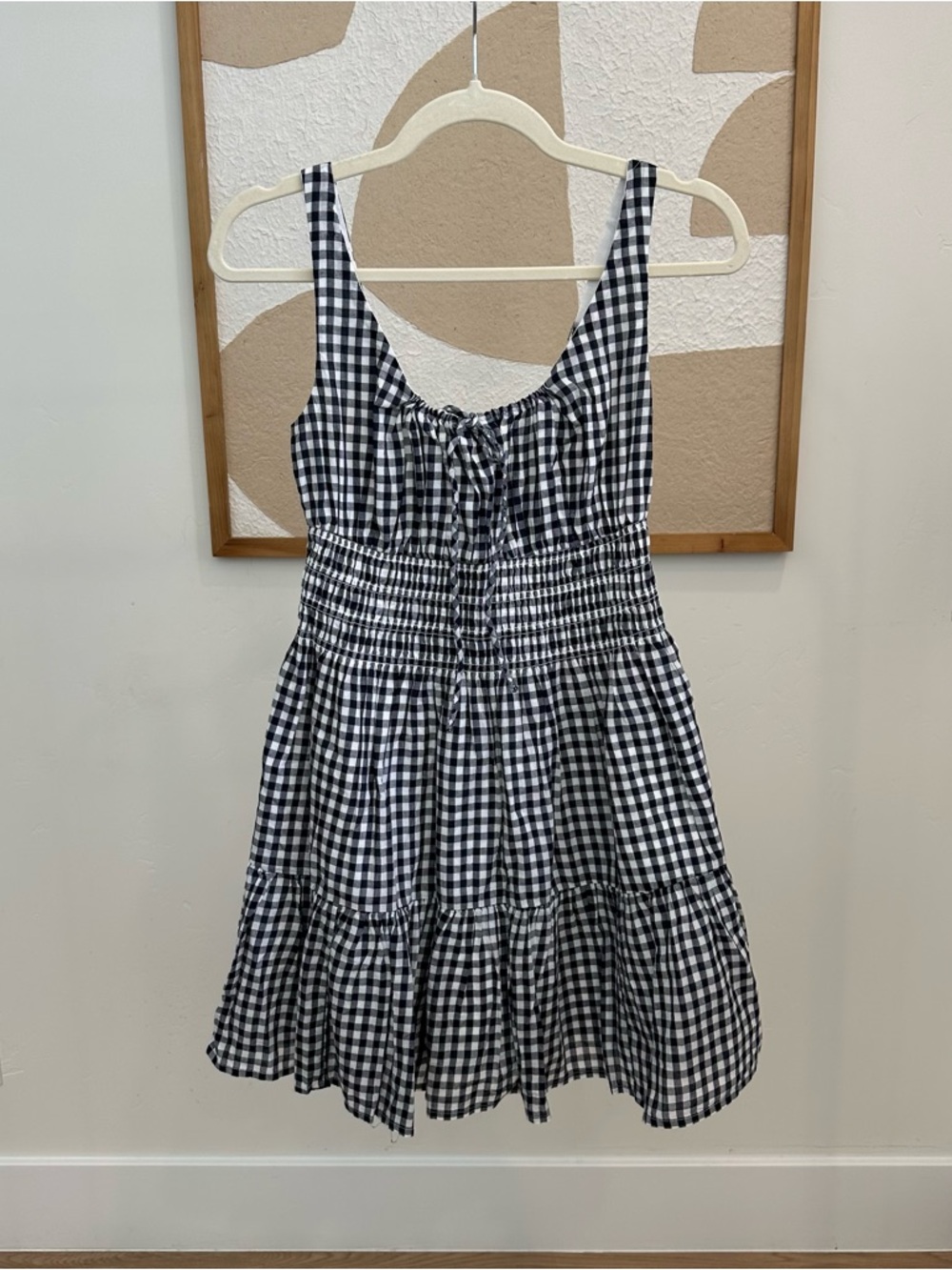 Gingham Smocked Sundress Black & White